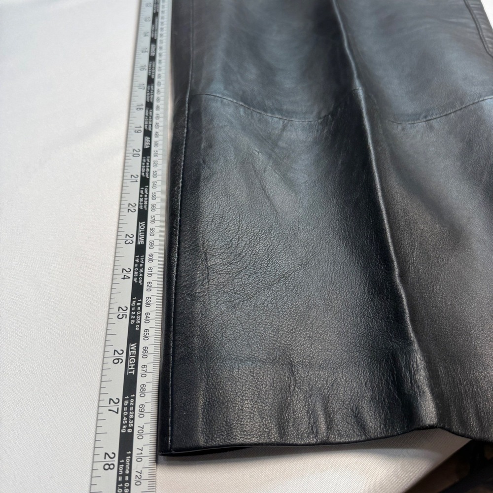 Bagazio Vintage Mens Leather Pants Size 42 Black Pleated Front Trousers Biker - Picture 10 of 12